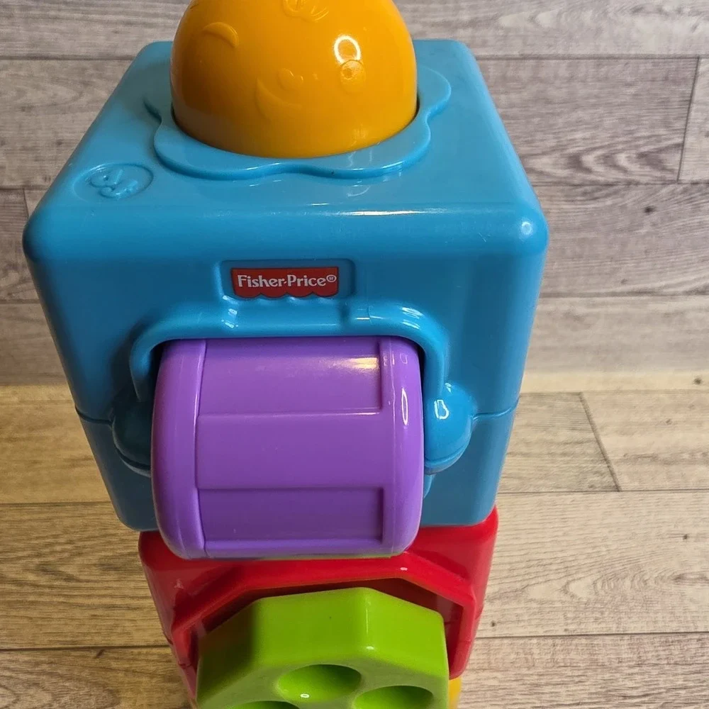 Fisher Price Bright Beginnings Action Stacking Activity Baby Blocks 123 ABC 3